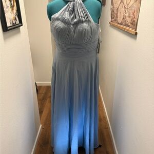 Elegant Blue Halter Maxi Dress